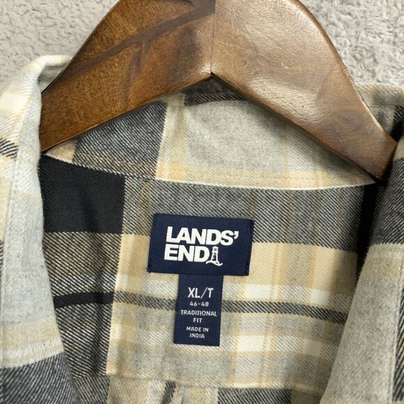 NEW Lands' End Men's XL Plaid Flannel Shirt Long Sleeve Button up - Picture 5 of 7